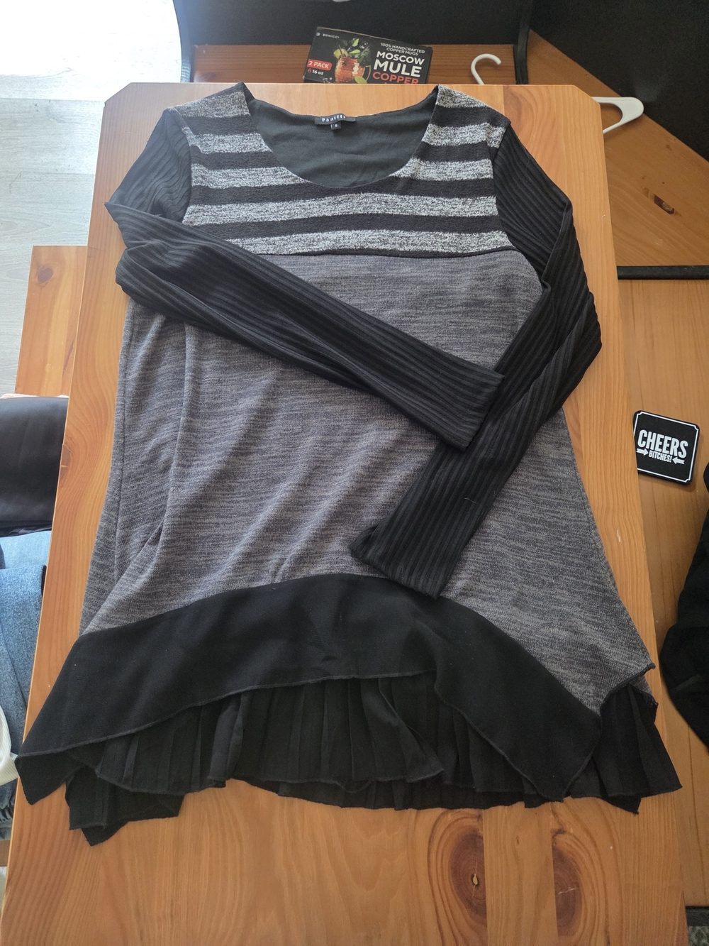 🛍 5/$25🛍Gray & Black Layered Long Sleeve Top/mini Dress